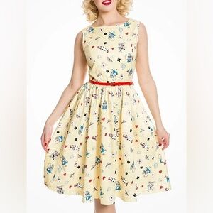 Lindy Bop Alice in wonderland print novelty dress pinup retro vintage kitschy